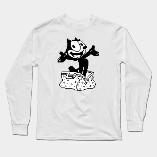 Pixelated Felix the Cat with his Magic Bag Long Sleeve T-Shirt